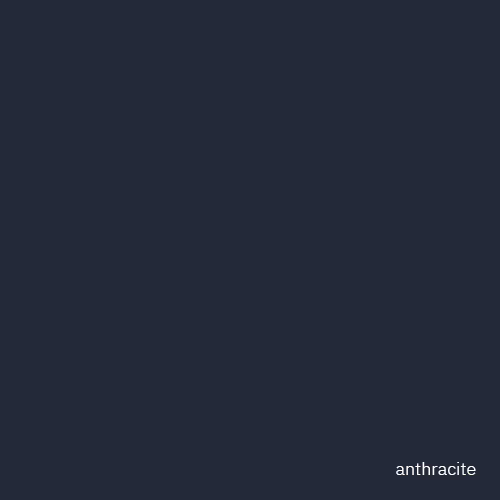 Un échantillon de couleur anthracite uni (gris très foncé) couvrant toute l'image, avec le petit mot blanc en minuscules 'anthracite' situé en bas à droite.